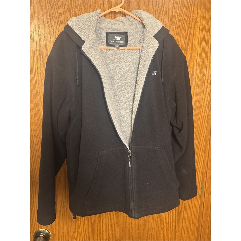 New Balance Full Zip Fleece Hooded Jacket - Black Men's Size Medium